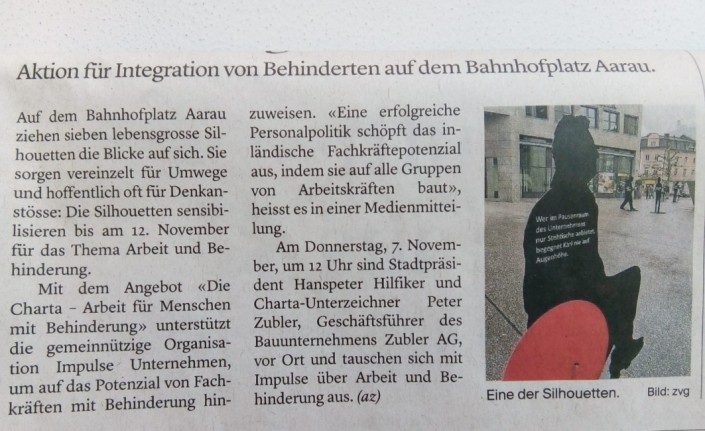 Artikel in der Aargauer Zeitung über unsere Silhouetten-Aktion in Aarau