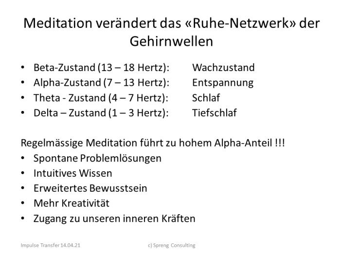 Folie über Meditation und Gehirnwellen